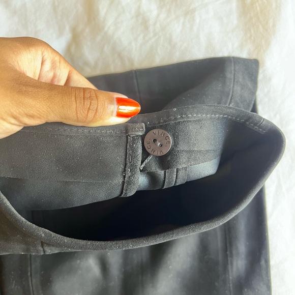 Vince Black Suede Leather Wrap Maxi Skirt